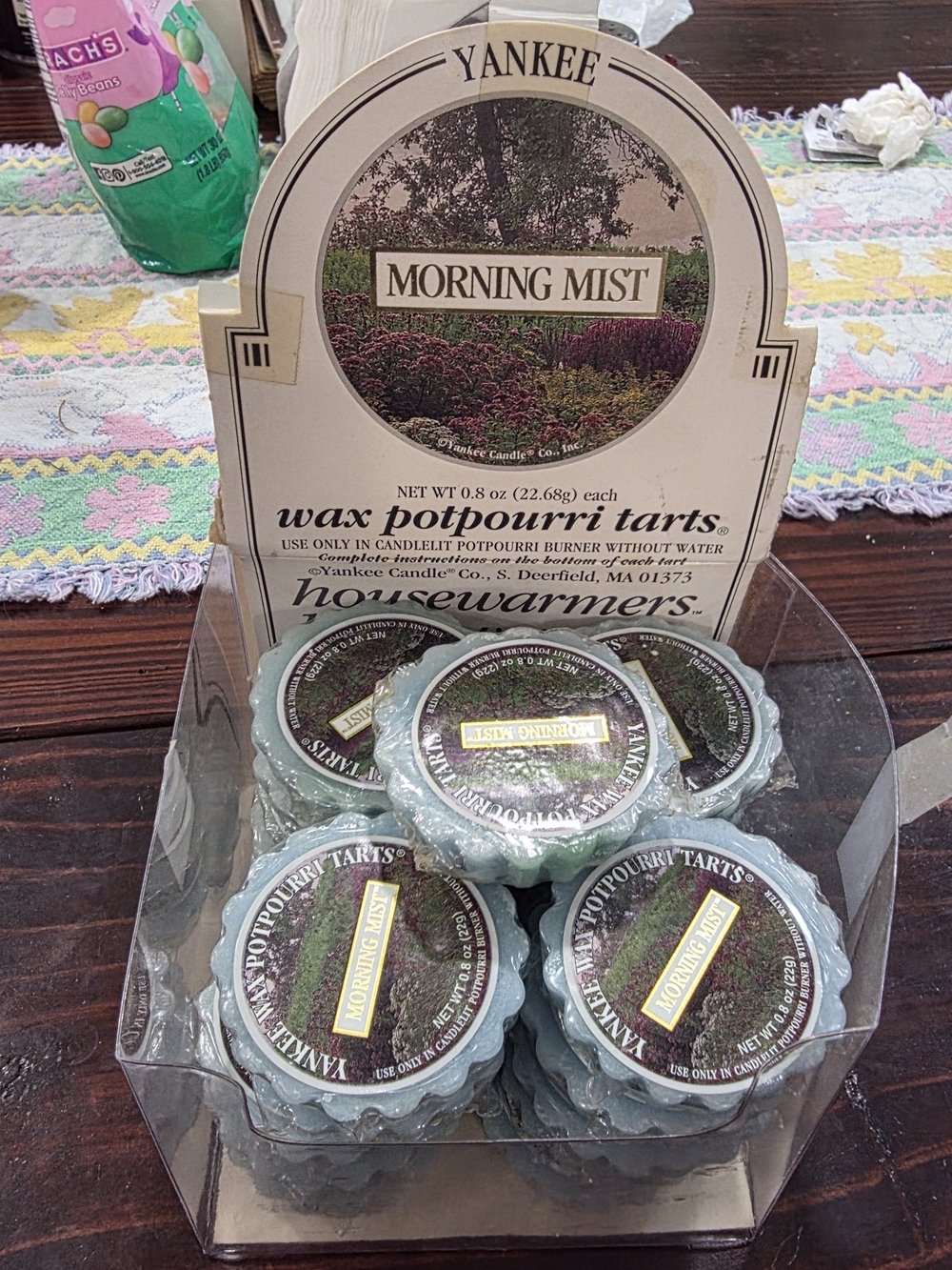 ​Vtg Yankee Candle Morning Mist Wax Tarts 21ct NEAR FULL BOX 90s Retired NOS
